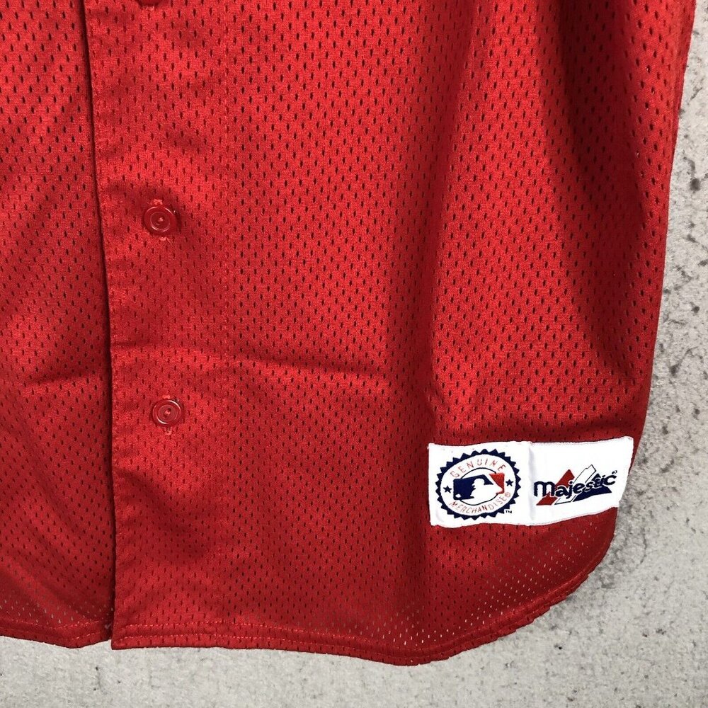 Vintage Majestic New York Yankees Jersey Men L  Red Mesh Made In USA  90s - Picture 10 of 16